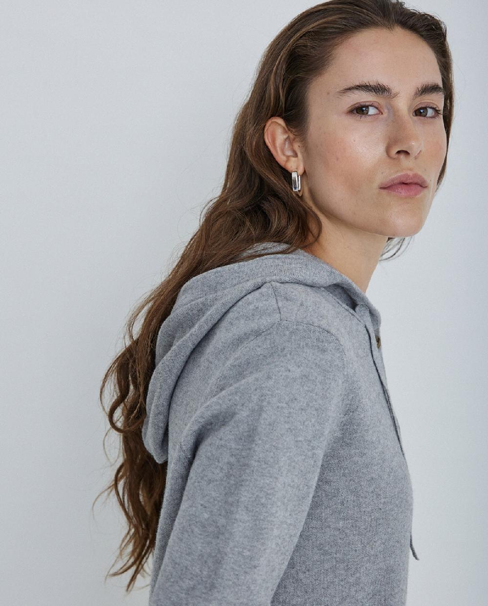 yerse Jersey algodón orgánico capucha gris Última moda