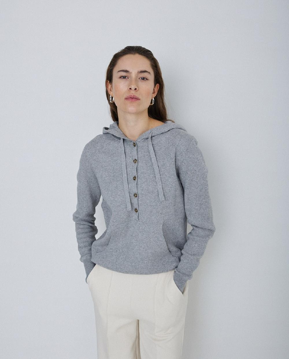 yerse Jersey algodón orgánico capucha gris Última moda
