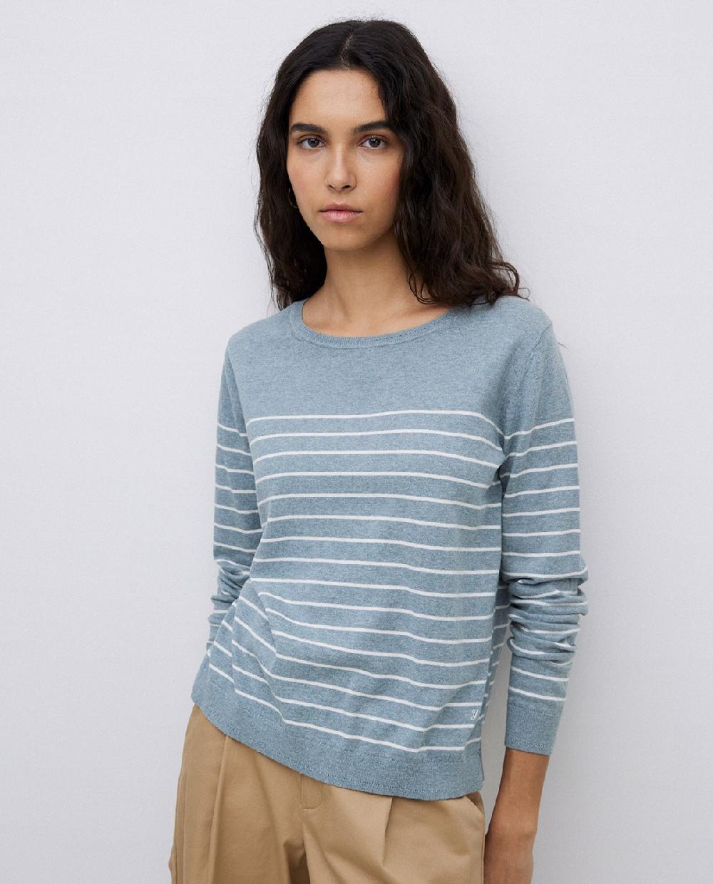 yerse Jersey básico rayas gris verdoso Ofertas especiales