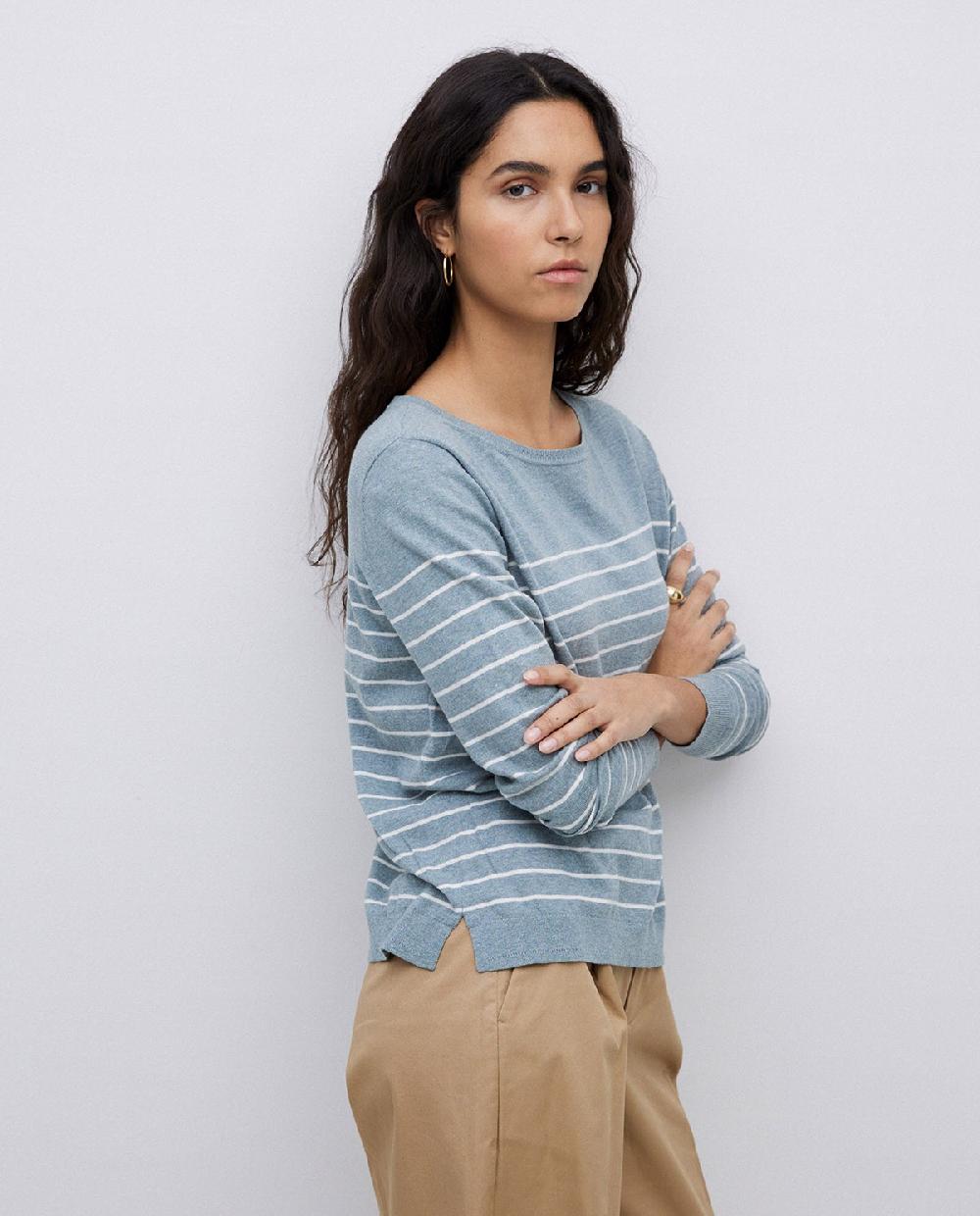 yerse Jersey básico rayas gris verdoso Ofertas especiales