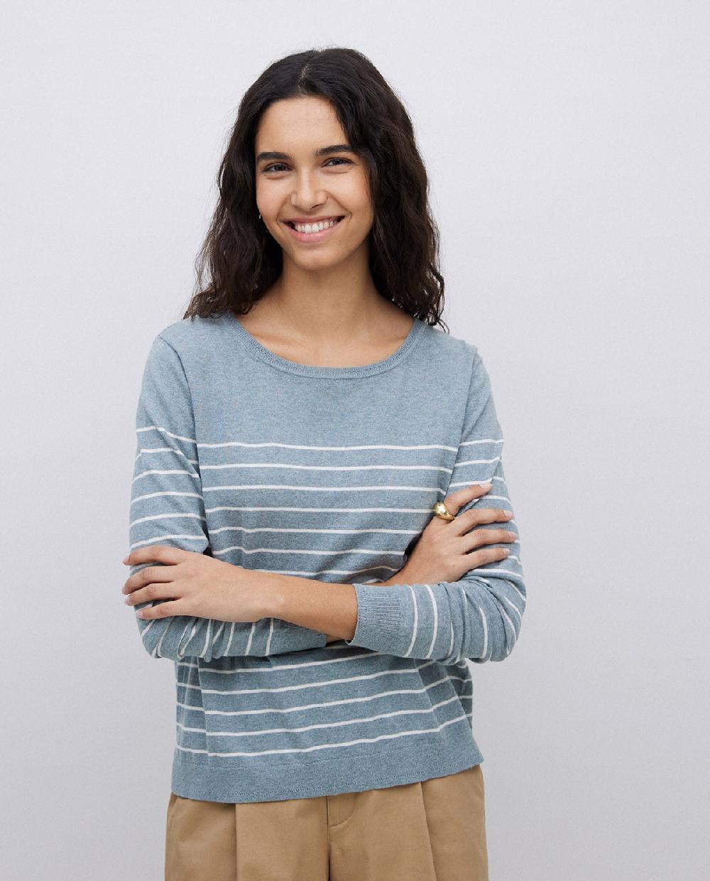 yerse Jersey básico rayas gris verdoso Ofertas especiales