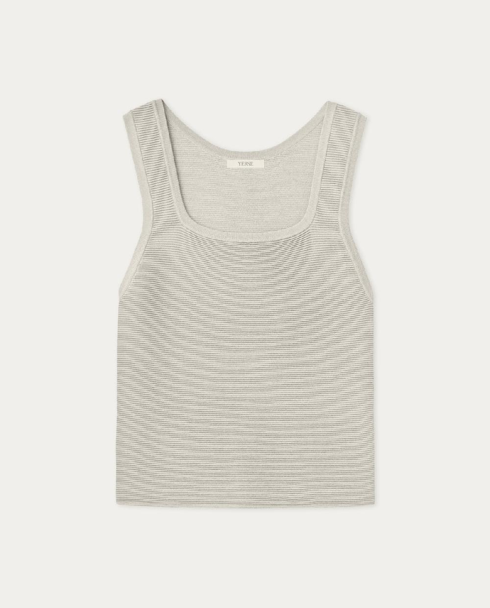 yerse Top punto escote cuadrado natural Gran oferta