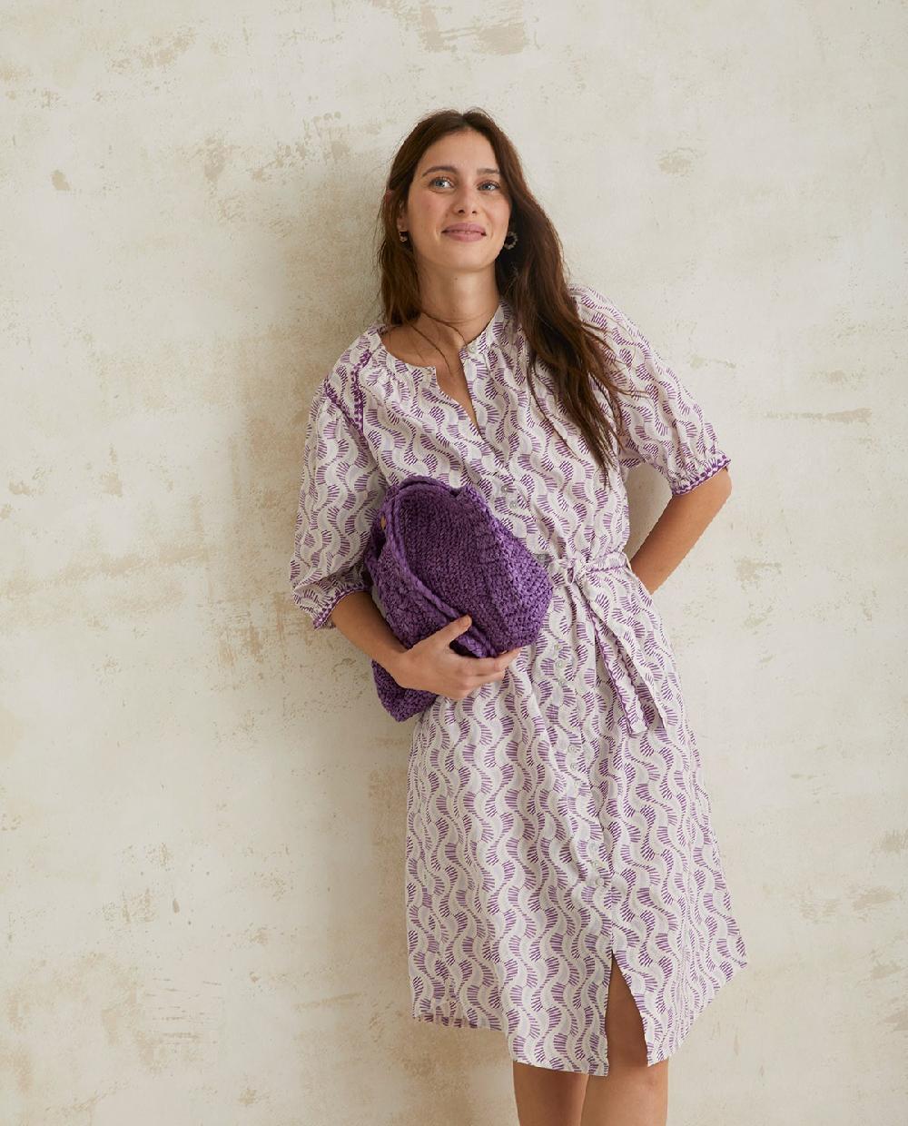 yerse Vestido algodón bordados lila