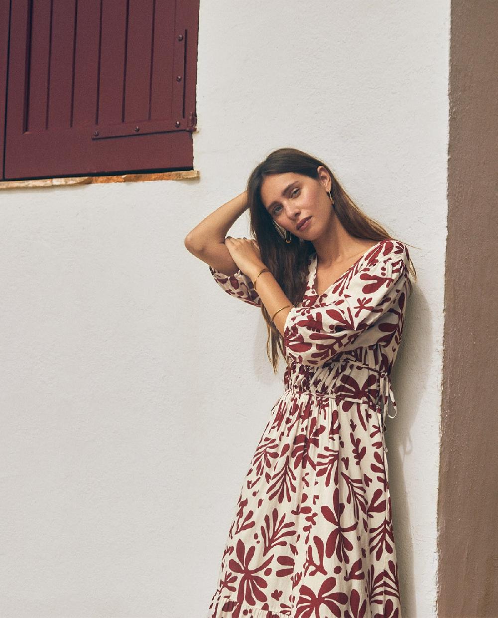 yerse Vestido algodón flores crudo Descuento