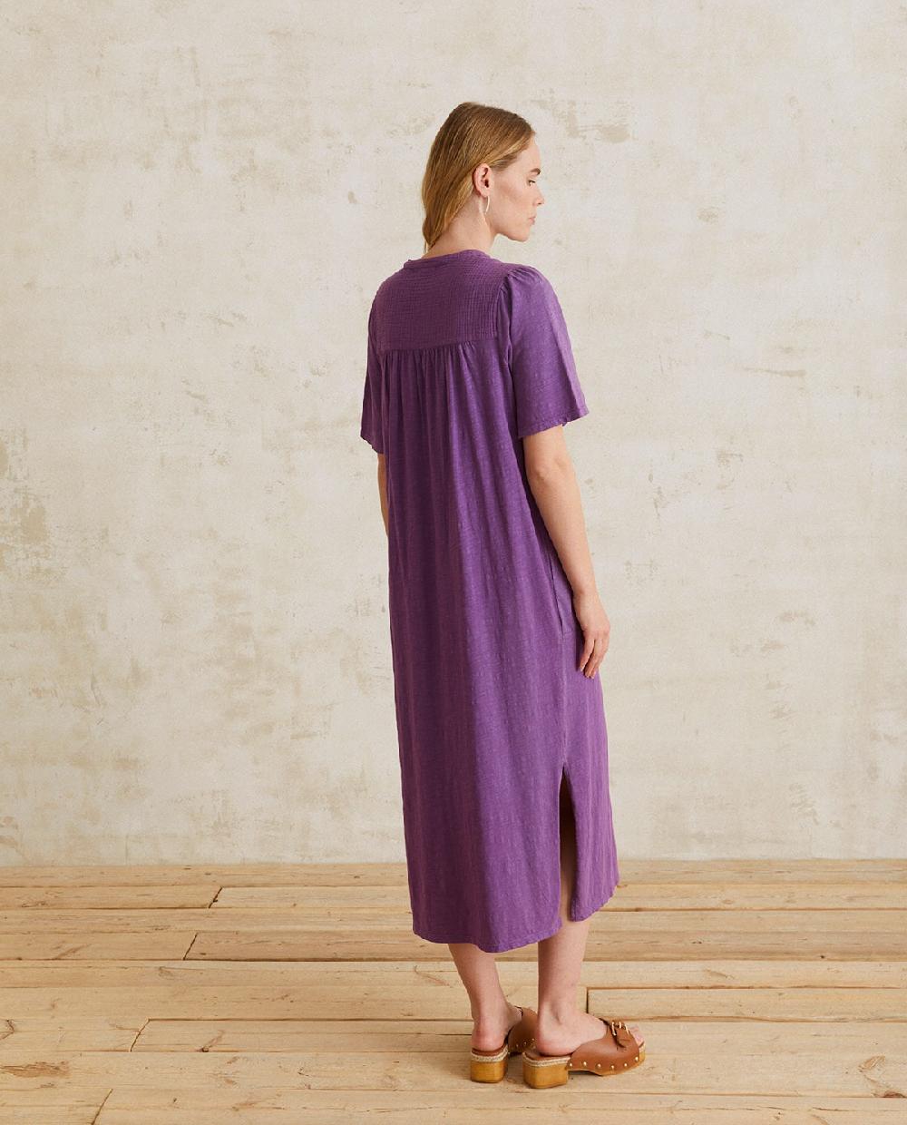 yerse Vestido algodón manga corta lila Tienda