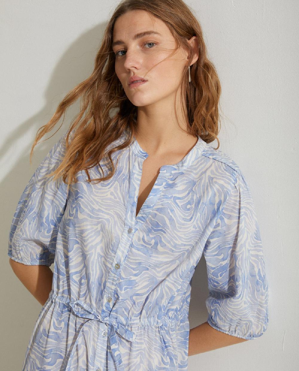 yerse Vestido algodón orgánico estampado azul Tienda