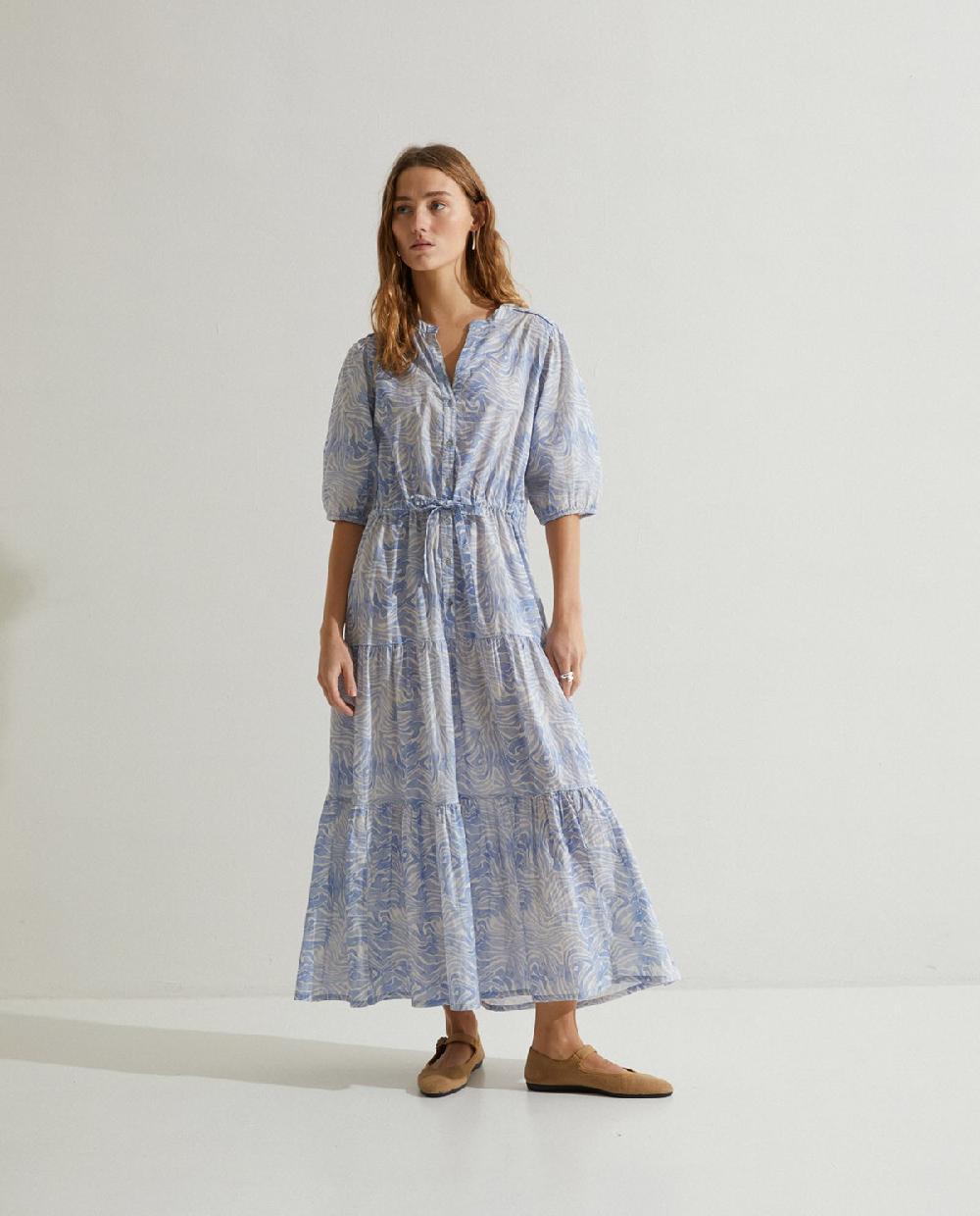 yerse Vestido algodón orgánico estampado azul Tienda