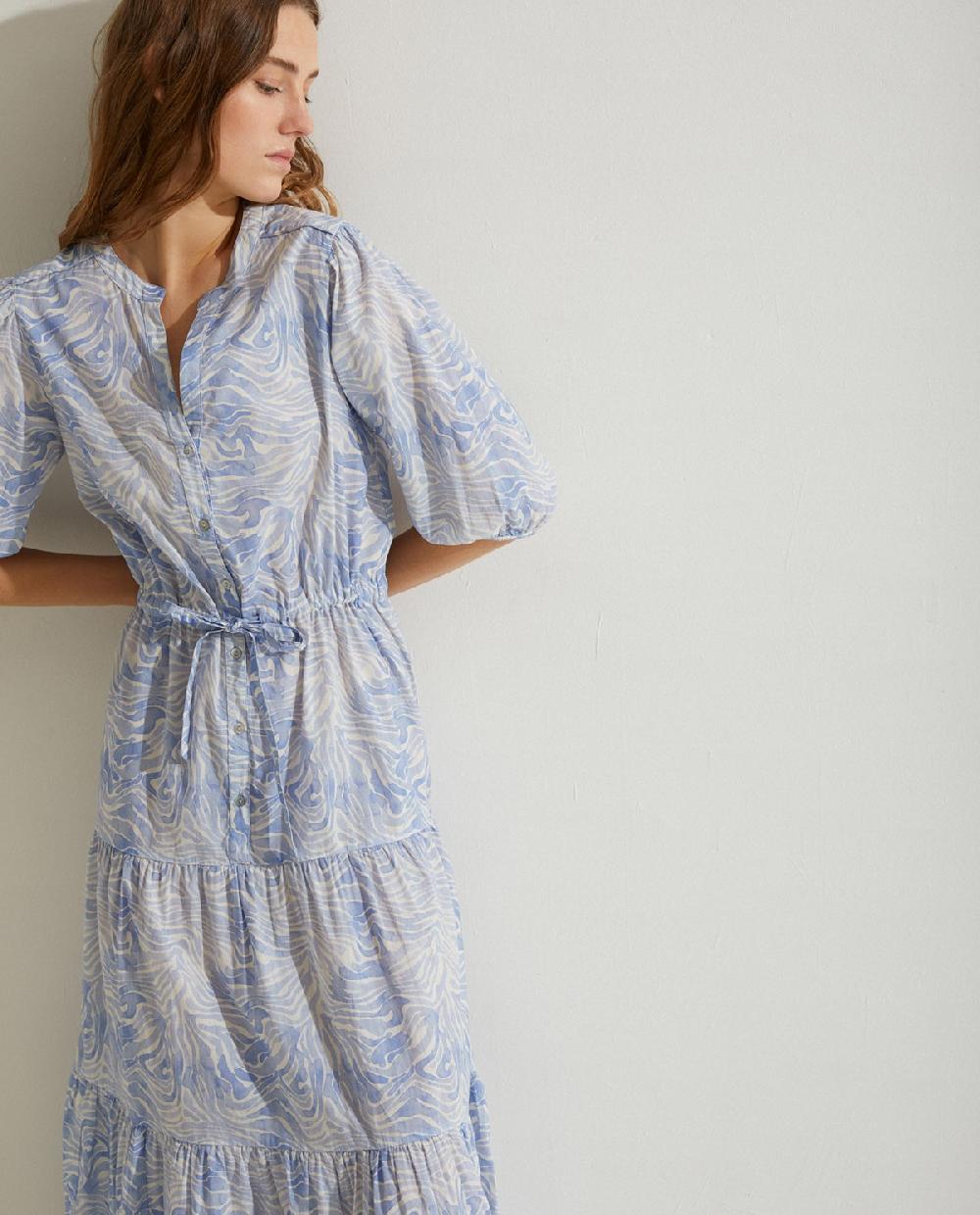yerse Vestido algodón orgánico estampado azul Tienda