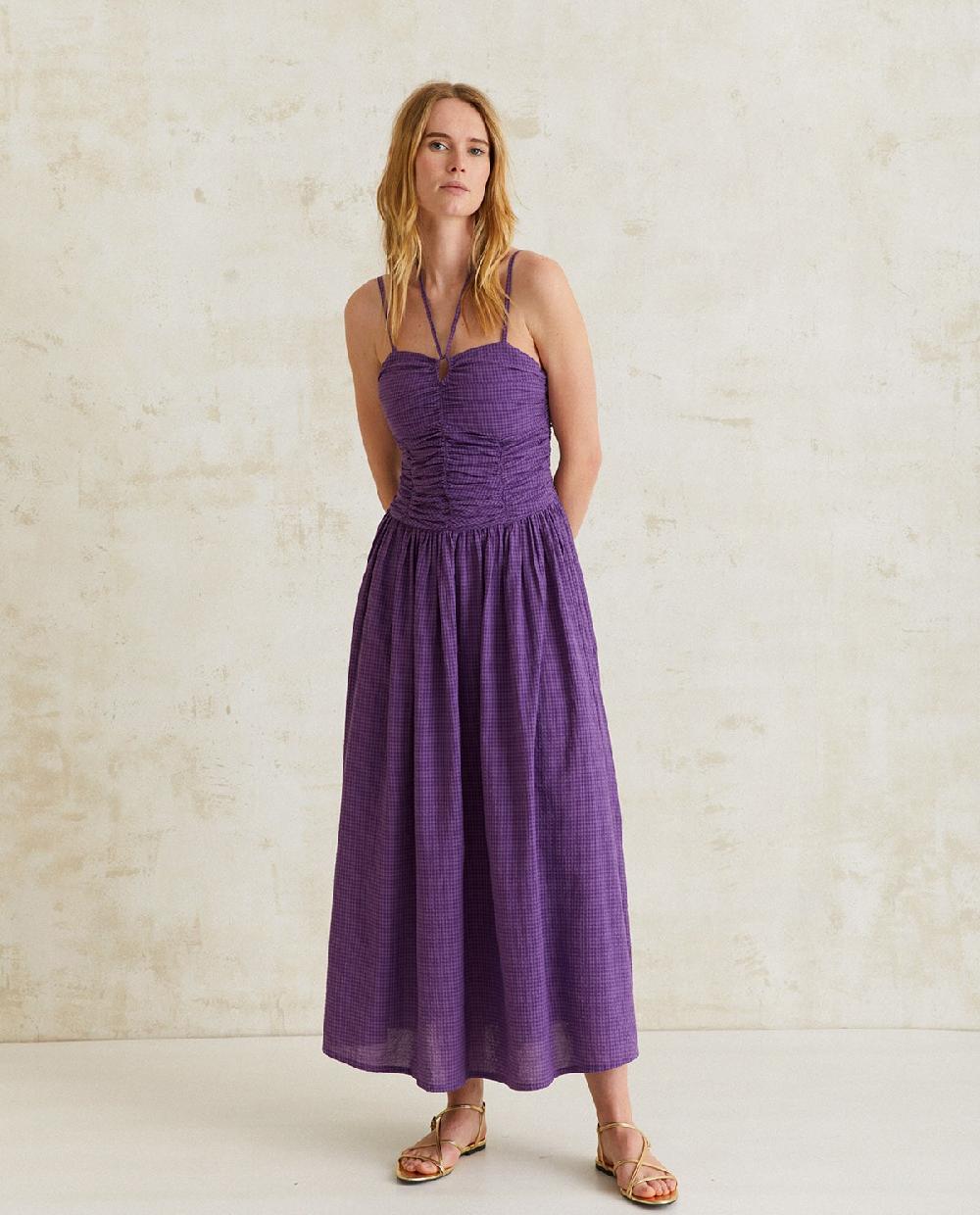 yerse Vestido largo drapeado lila Liquidación