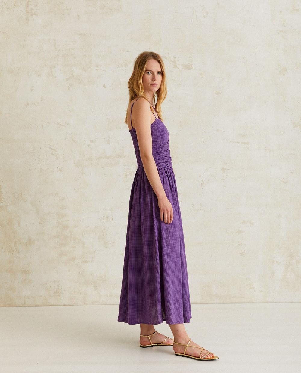 yerse Vestido largo drapeado lila Liquidación
