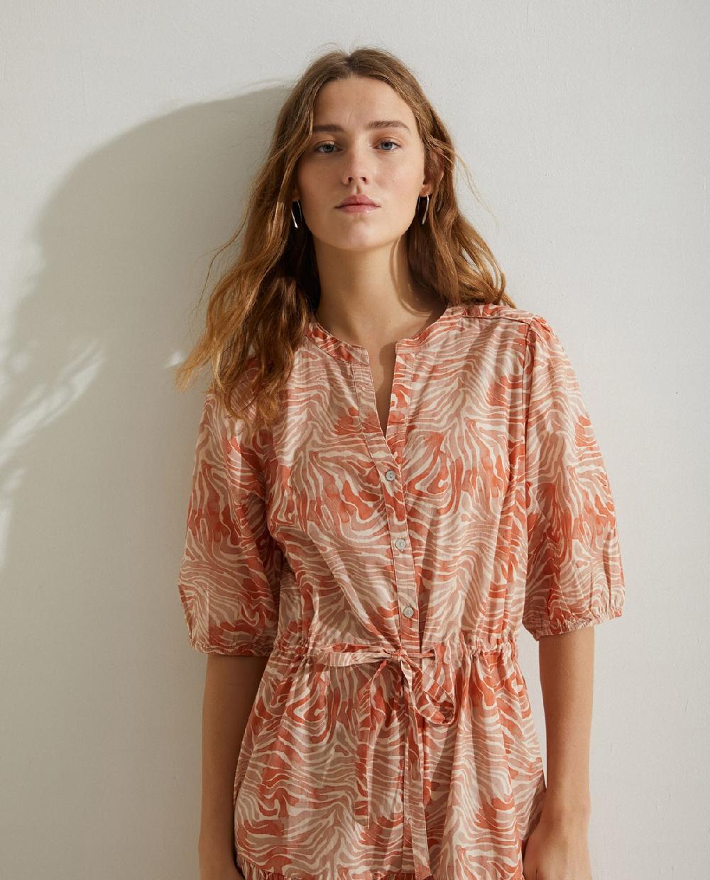 yerse Vestido algodón orgánico estampado naranja Mejor oferta
