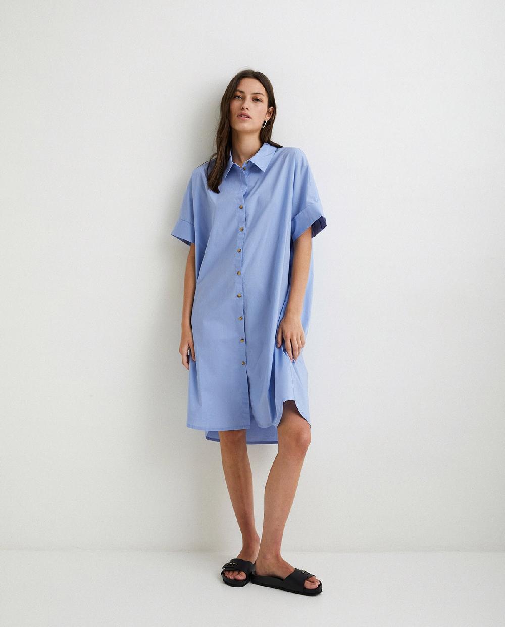 yerse Vestido camisero algodón azul Rebajas top