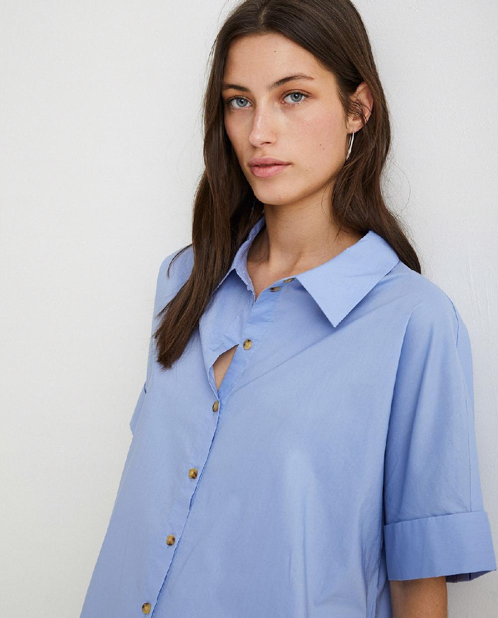 yerse Vestido camisero algodón azul Rebajas top