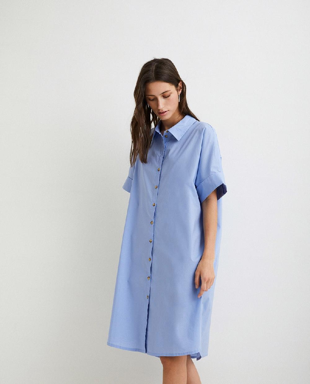 yerse Vestido camisero algodón azul Rebajas top