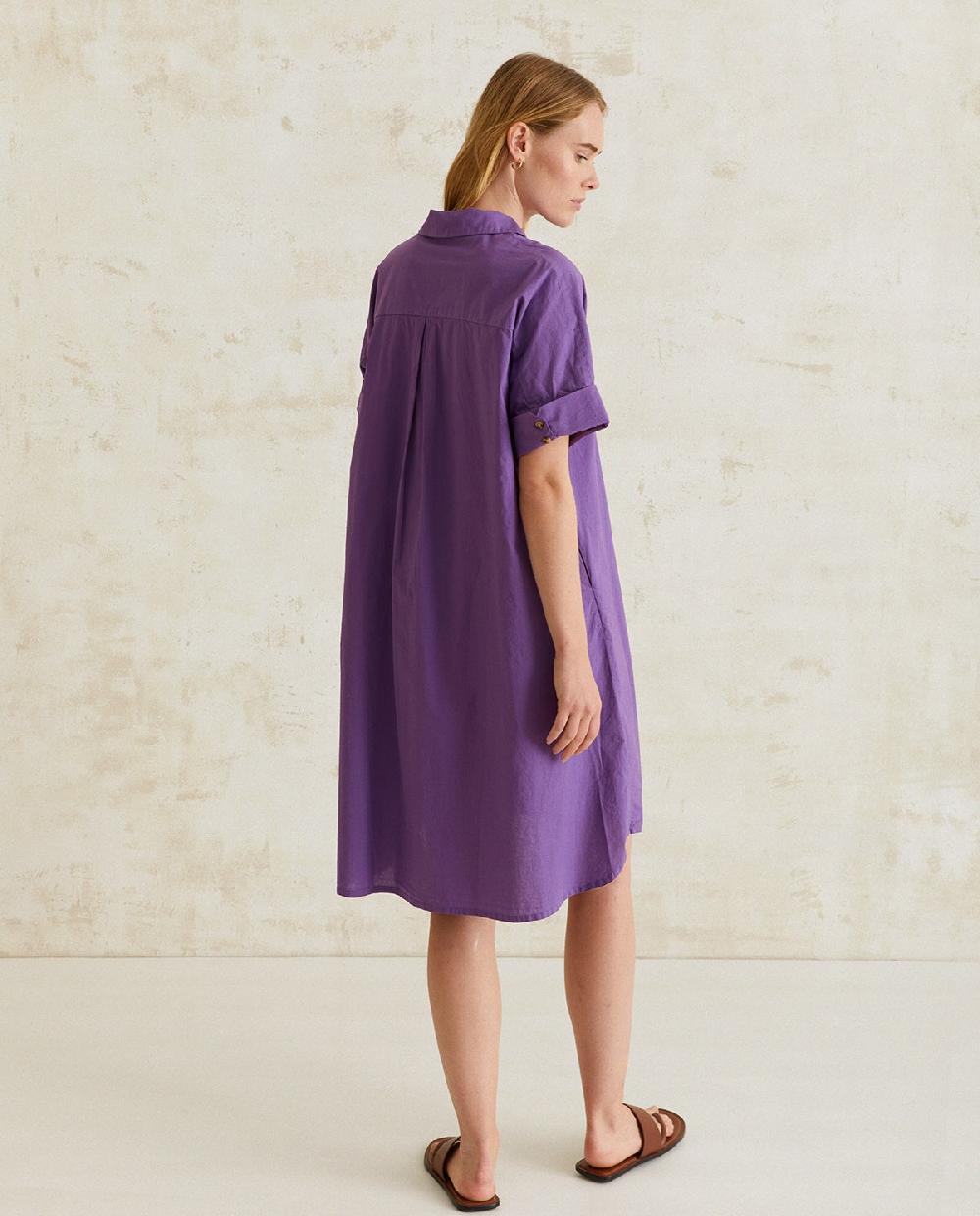 yerse Vestido camisero algodón lila Oferta especial
