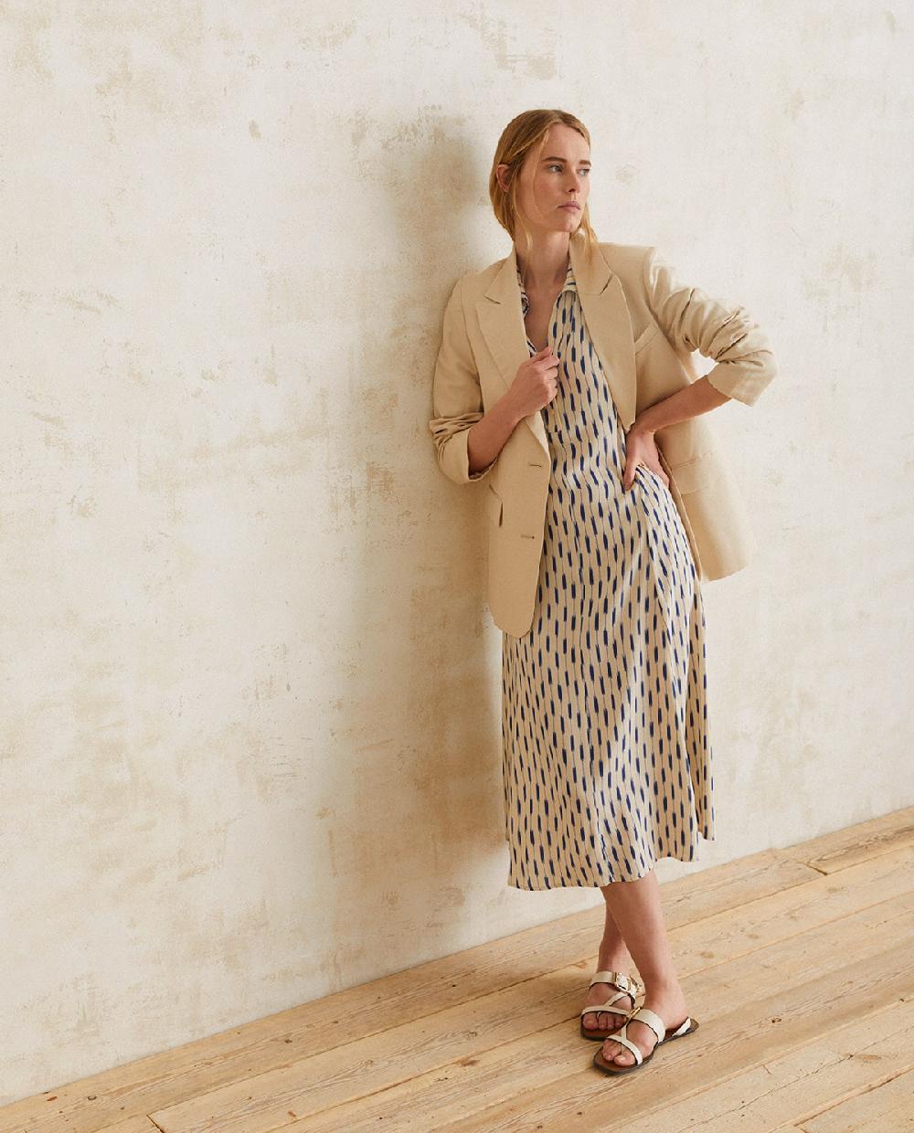 yerse Vestido camisero fluido crudo Envío gratis