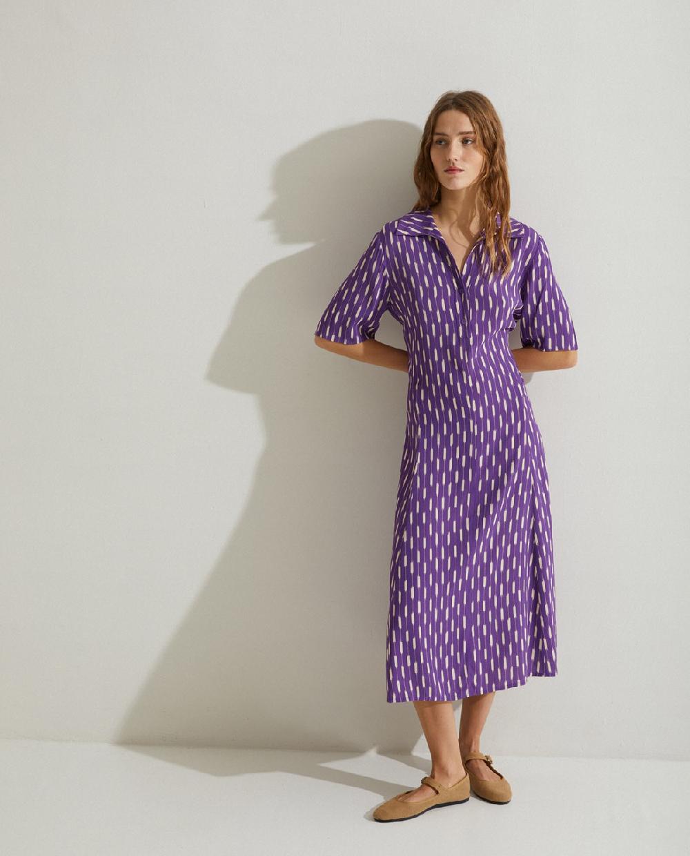 yerse Vestido camisero fluido lila