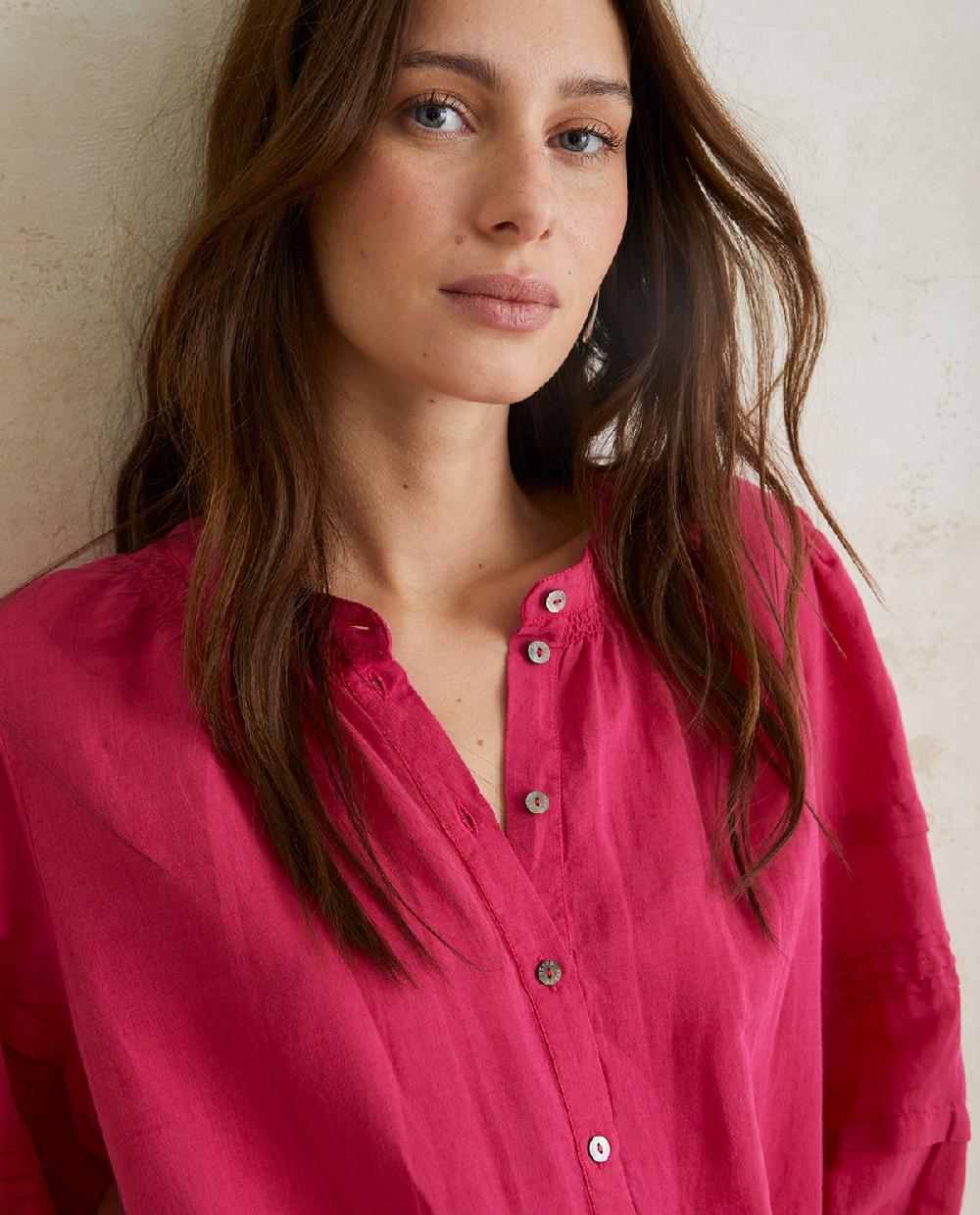 yerse Vestido lino y algodón fuchsia ÚLTIMAS EDICIONES