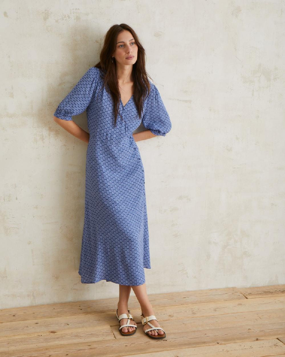 yerse Vestido fluido mangas abullonadas azul Últimos 2 días