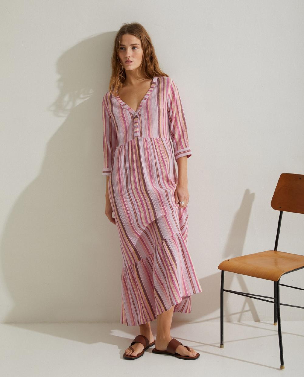 yerse Vestido largo estampado malva Precio de fábrica
