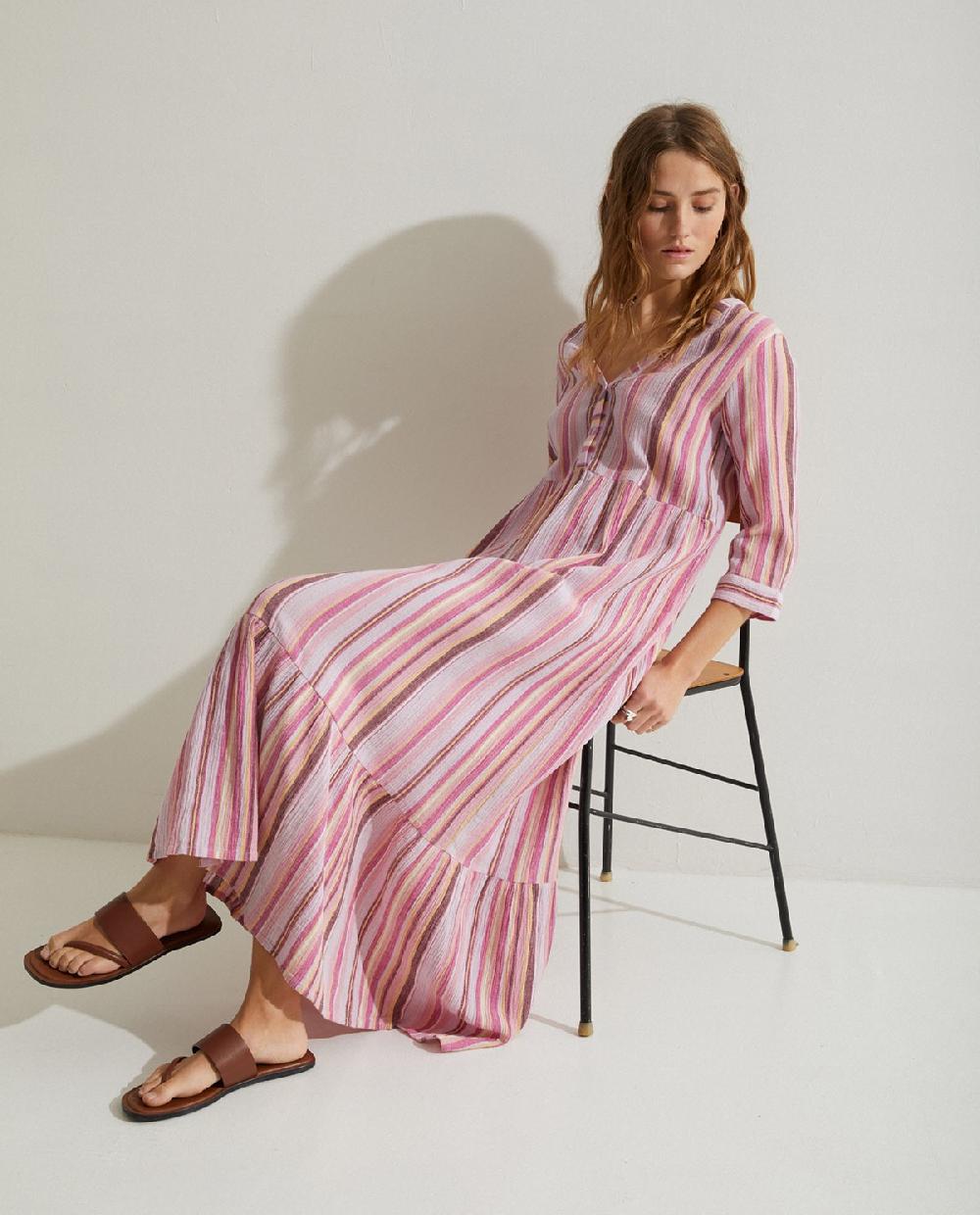 yerse Vestido largo estampado malva Precio de fábrica
