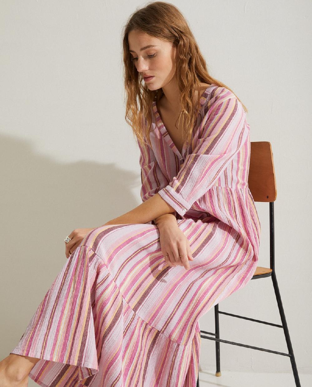 yerse Vestido largo estampado malva Precio de fábrica