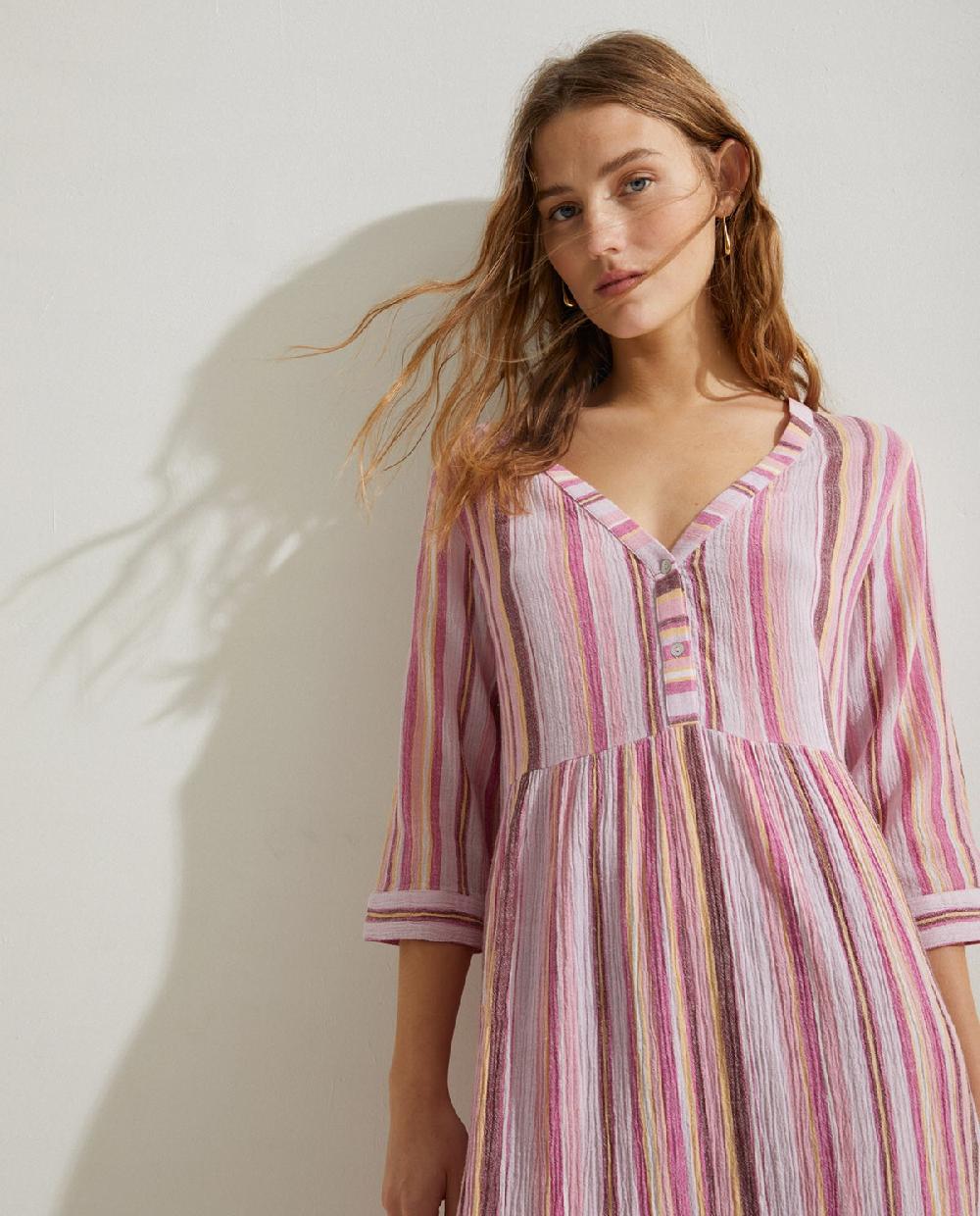 yerse Vestido largo estampado malva Precio de fábrica