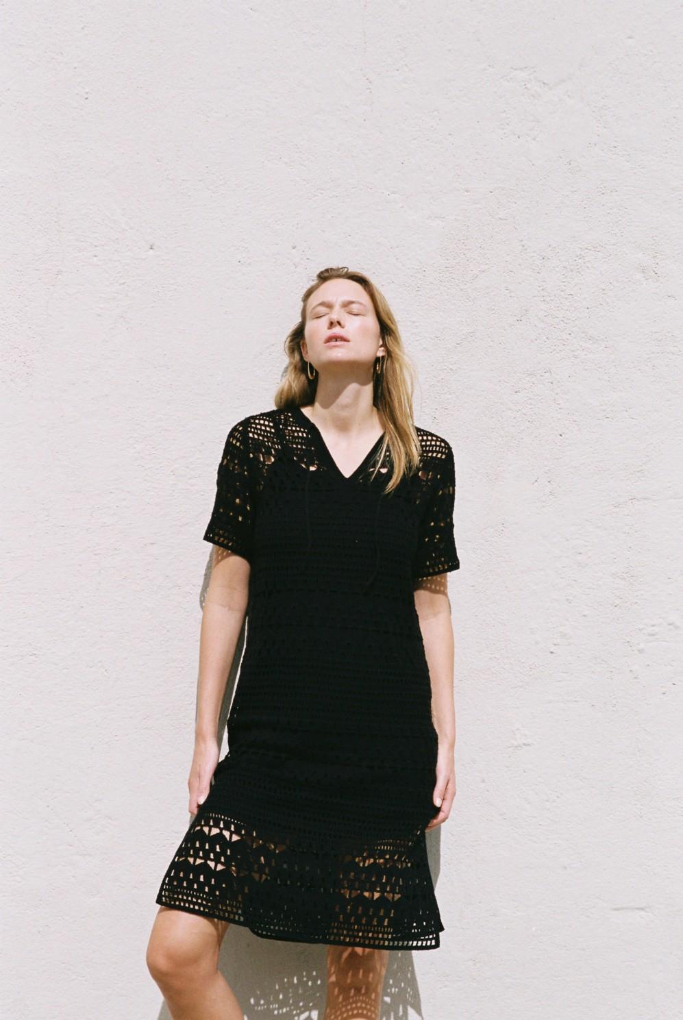 yerse Vestido midi crochet negro Promoción trimestral