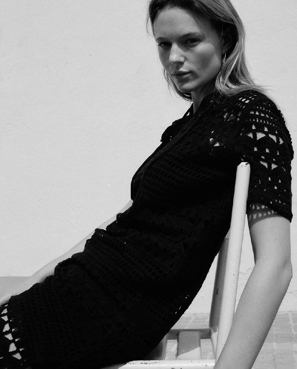 yerse Vestido midi crochet negro Promoción trimestral