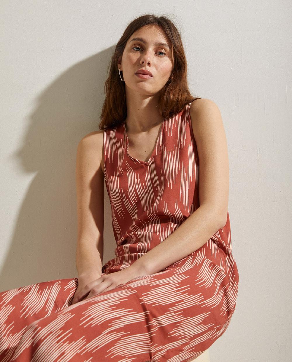yerse Vestido midi estampado teja Superdescuento