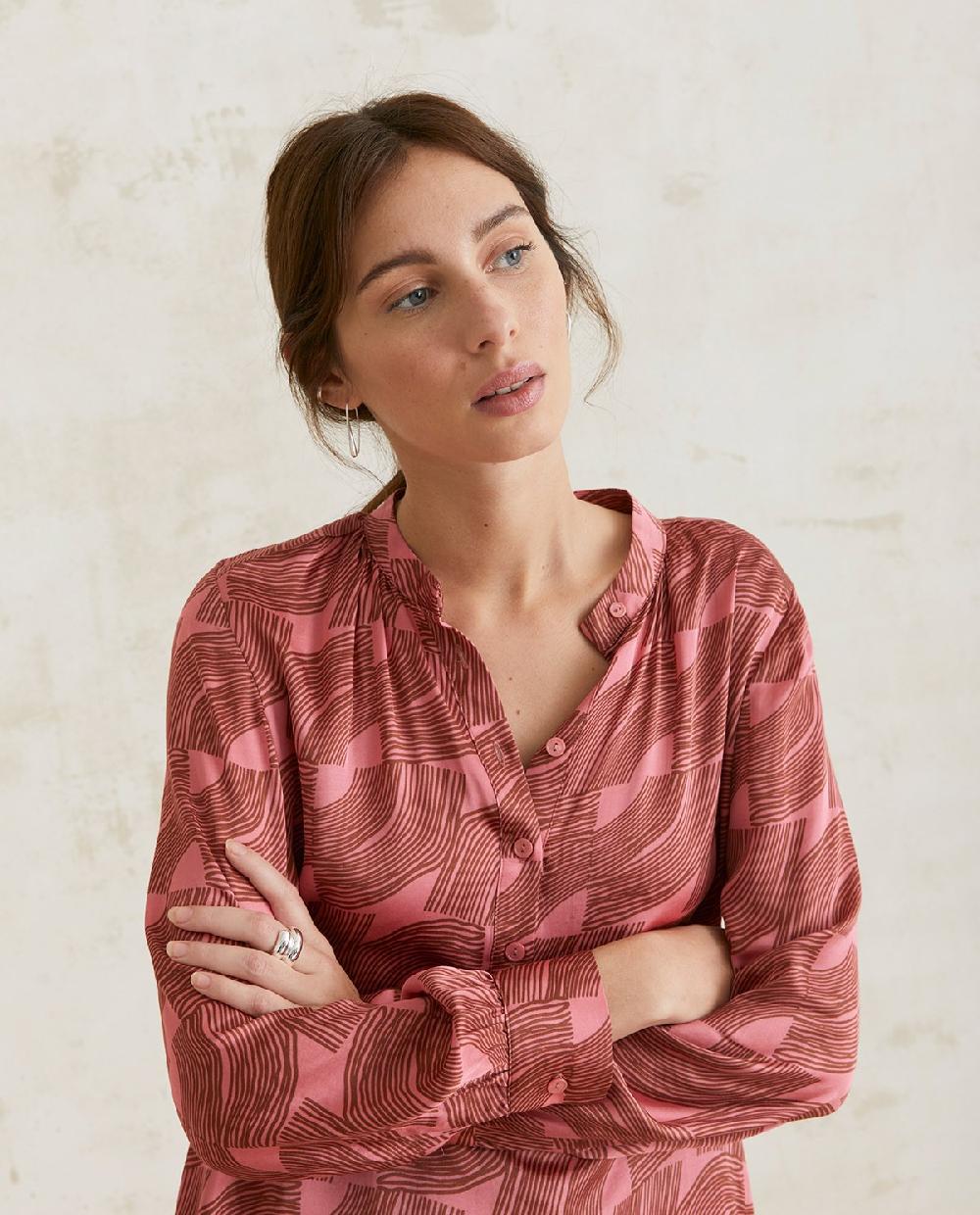 yerse Vestido satén manga larga rosa Tienda de fábrica