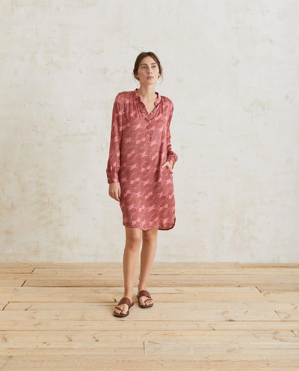 yerse Vestido satén manga larga rosa Tienda de fábrica
