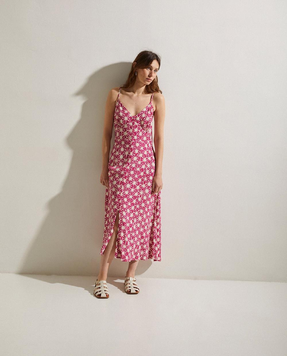 yerse Vestido tirantes estampado fuchsia En oferta