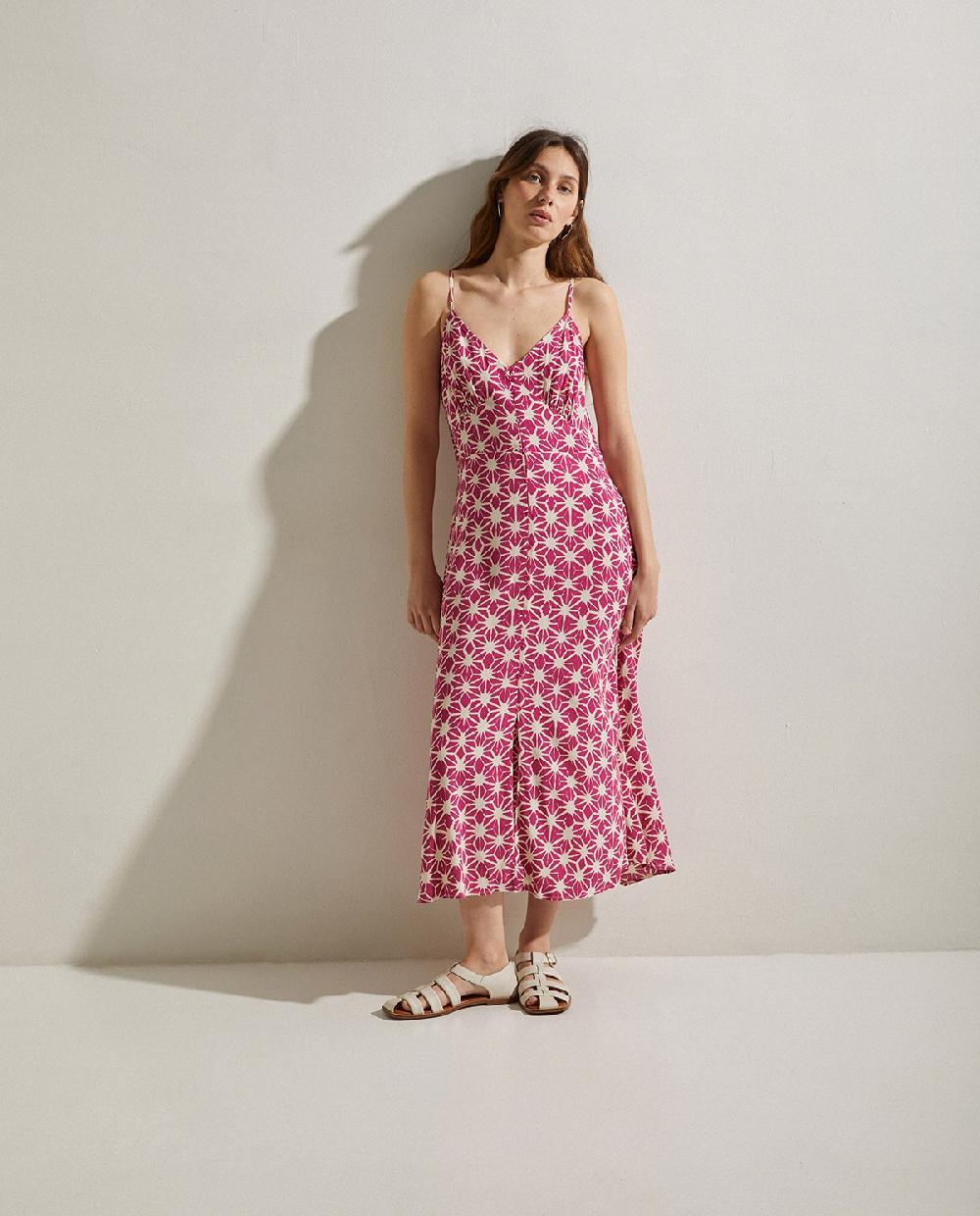 yerse Vestido tirantes estampado fuchsia En oferta