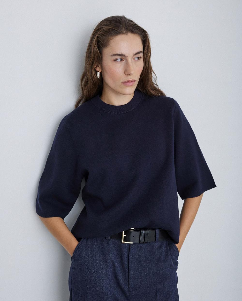 yerse Jersey con cashmere manga 3/4 azul marino Descuento por venta flash