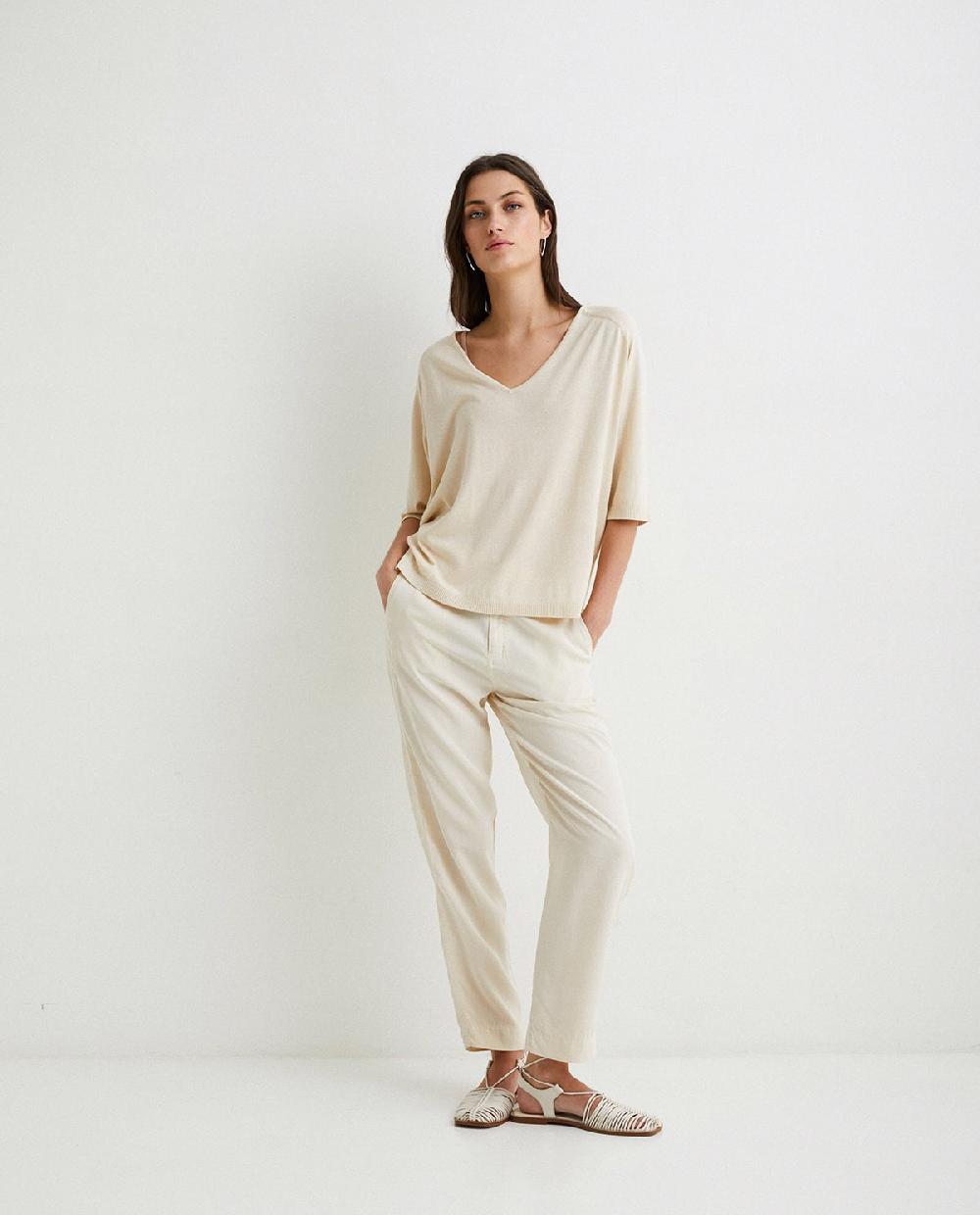 yerse Jersey cuello pico natural Grandes ahorros