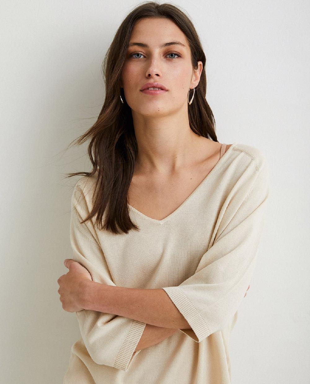 yerse Jersey cuello pico natural Grandes ahorros