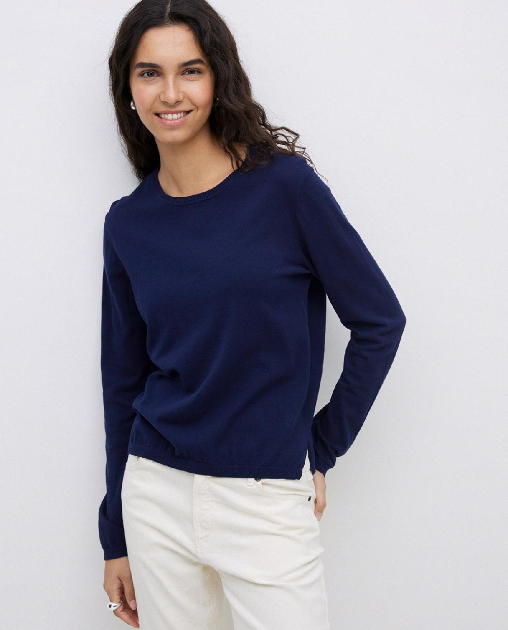 yerse Jersey escote redondo algodón orgánico azul oscuro En línea