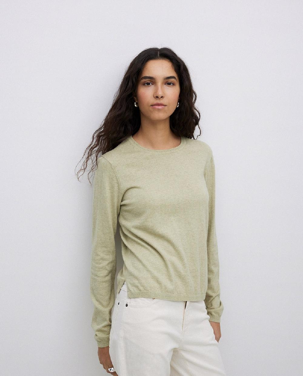 yerse Jersey escote redondo algodón orgánico verde claro Outlet online