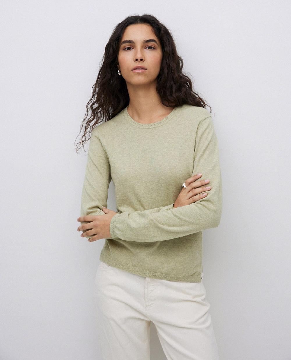 yerse Jersey escote redondo algodón orgánico verde claro Outlet online