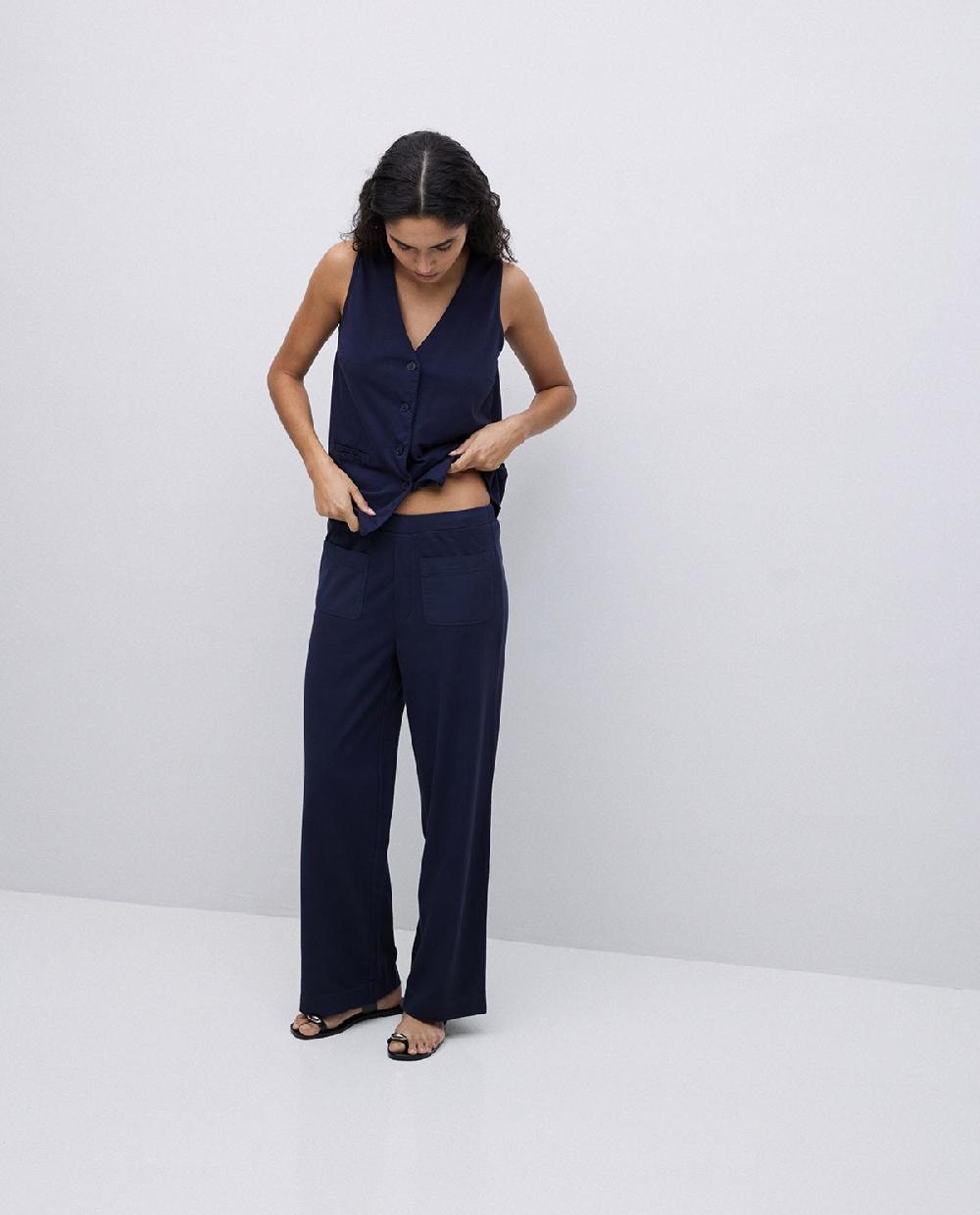 yerse Pantalones de punto algodón azul oscuro Rebajas de fábrica