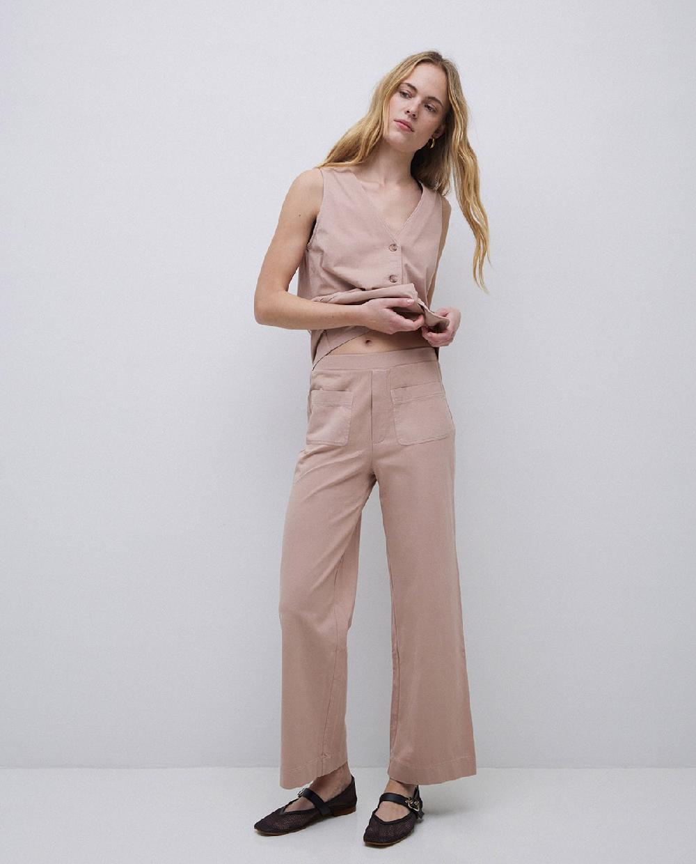 yerse Pantalones de punto algodón rosa antiguo Descuento