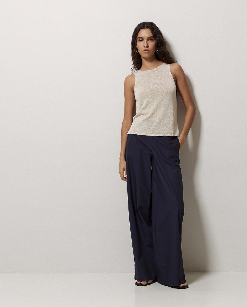yerse Pantalones popelín wide leg azul oscuro Rebajas online