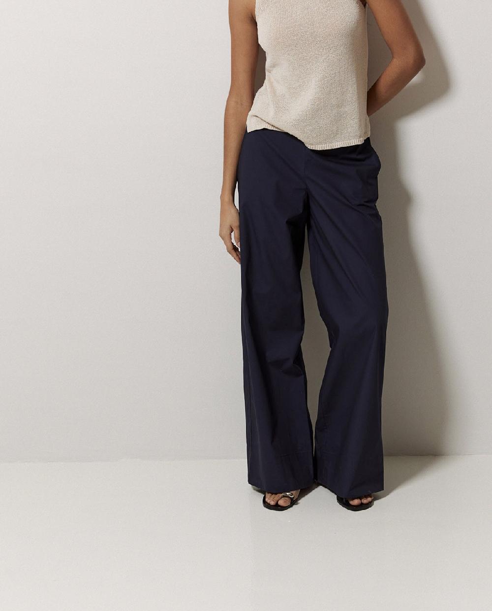 yerse Pantalones popelín wide leg azul oscuro Rebajas online