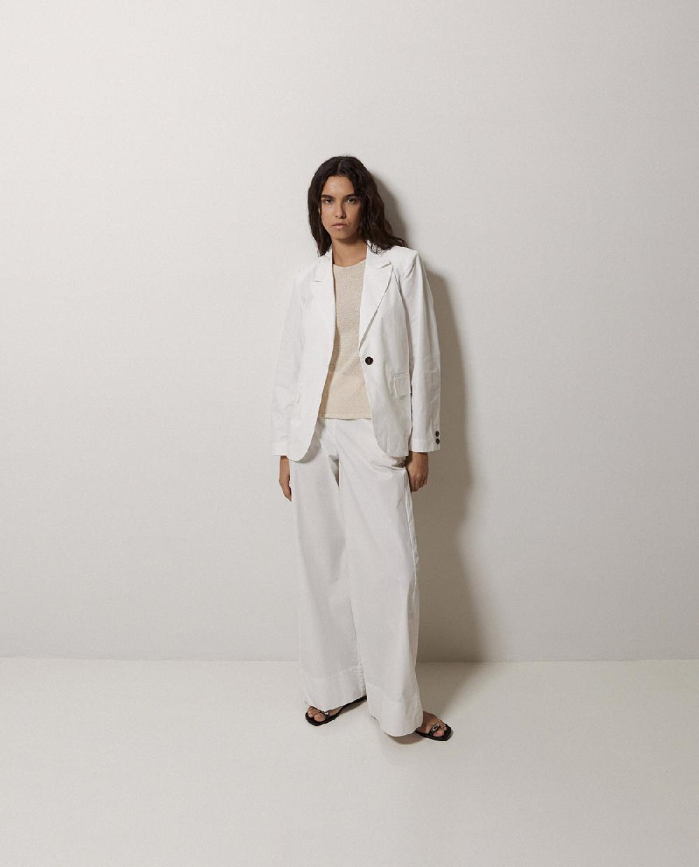 yerse Pantalones popelín wide leg blanco Rebajas top
