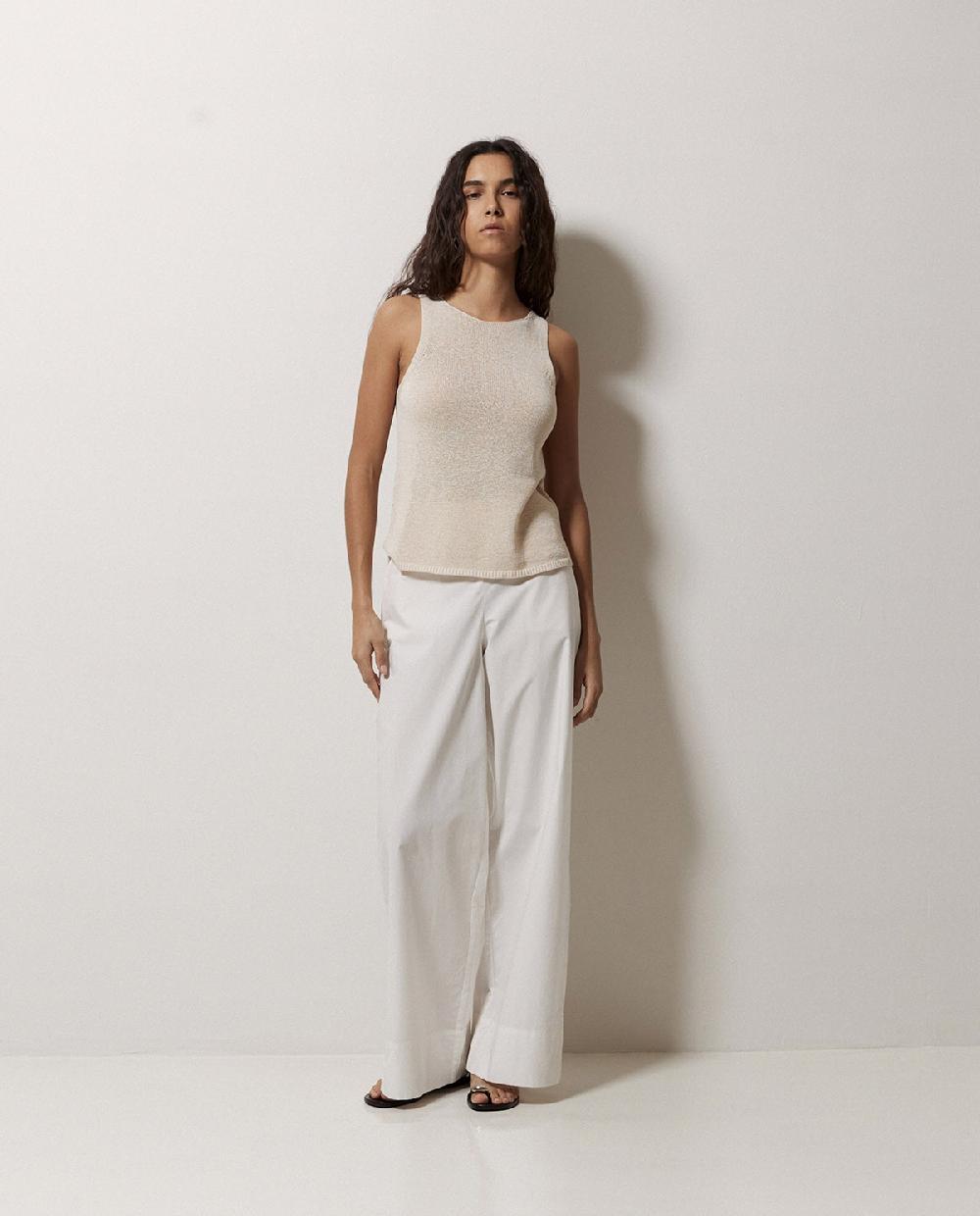 yerse Pantalones popelín wide leg blanco Rebajas top