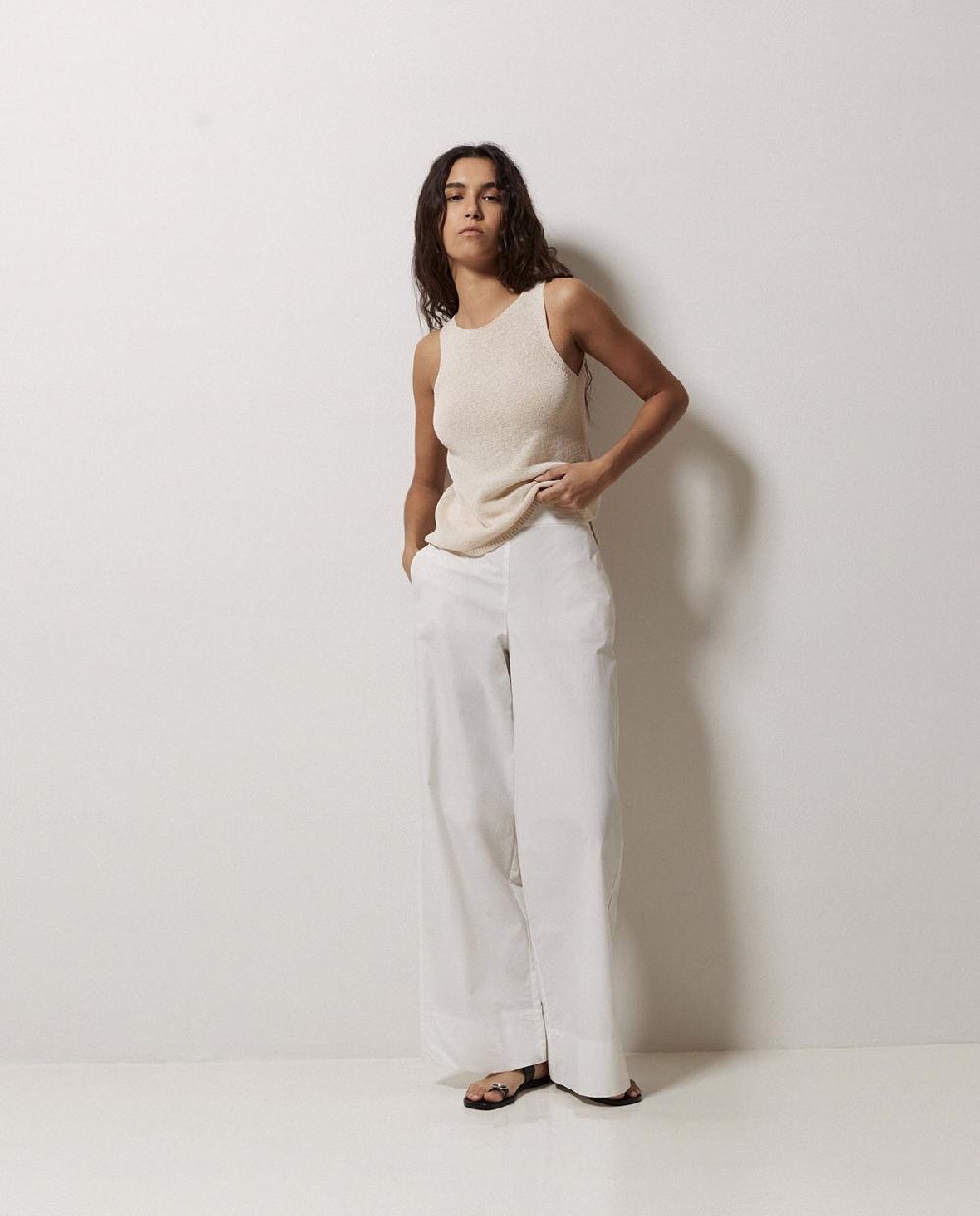 yerse Pantalones popelín wide leg blanco Rebajas top