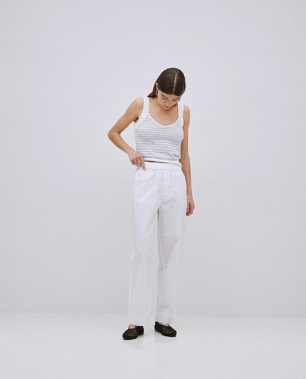 yerse Pantalones rectos popelín blanco