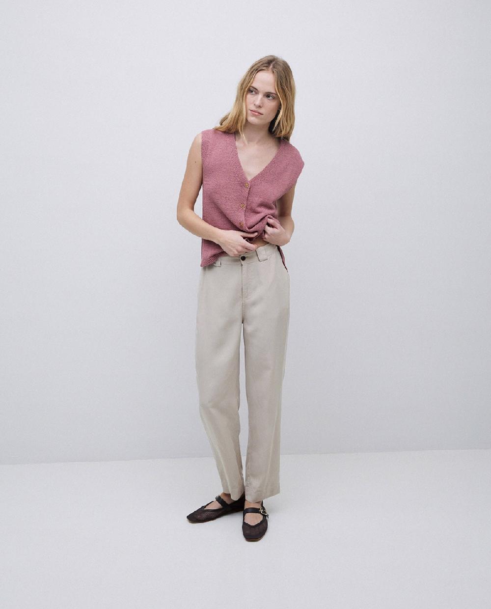 yerse Pantalones rectos tencel beige Últimos 2 días
