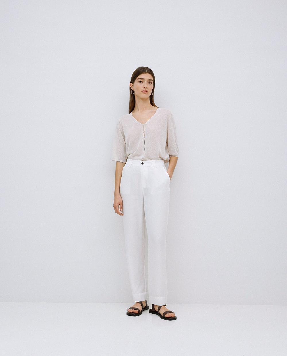 yerse Pantalones rectos tencel blanco Último día